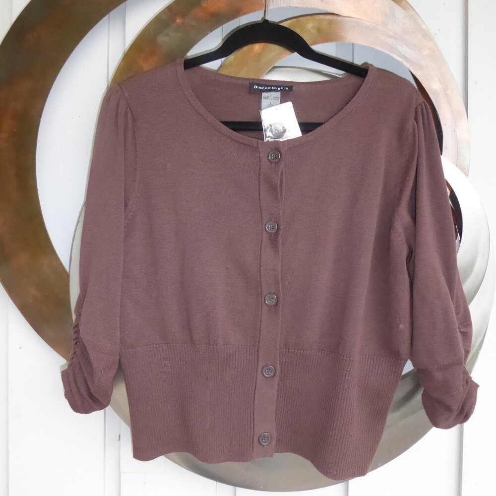 Brown Cardigan with 3/4 sleeve. Size Lg